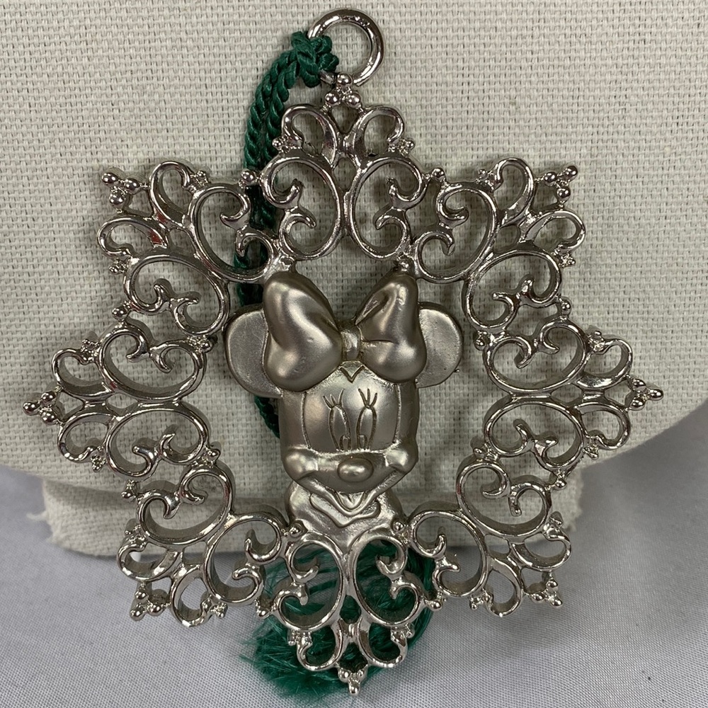 Heavy Minnie Mouse polished silvertone ornament